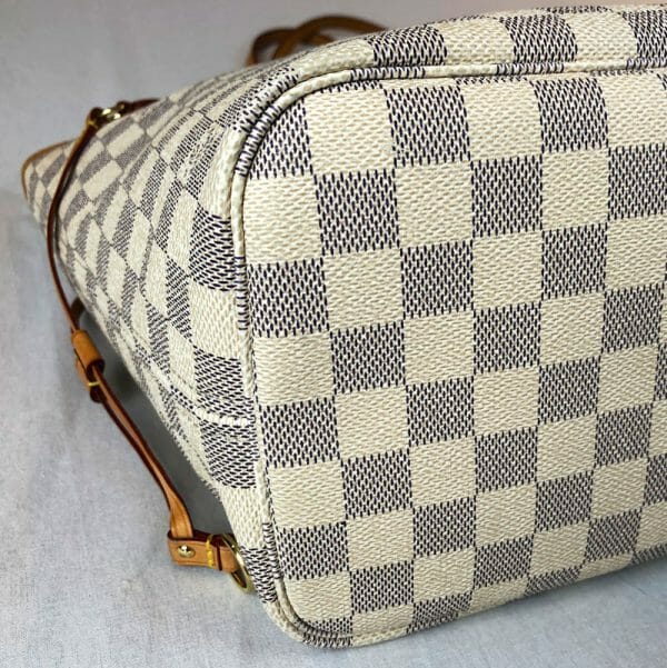 Louis Vuitton Neverfull Damier Azur MM with Rose Pink handbagholic 3