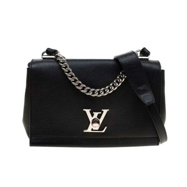 Louis Vuitton lock me bb black leather silver hardware