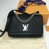 Louis Vuitton lock me bb black leather silver hardware with box