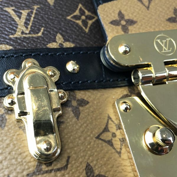 louis vuitton authentic trunk clutch shoulder bag hardware scratches 2