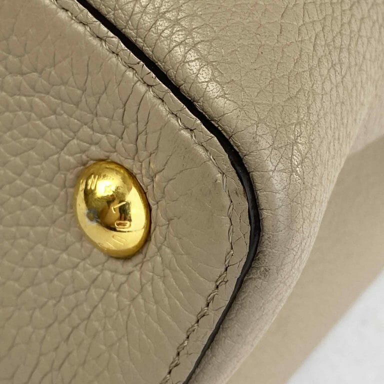 Louis Vuitton Capucines MM Galet and Gold - Handbagholic