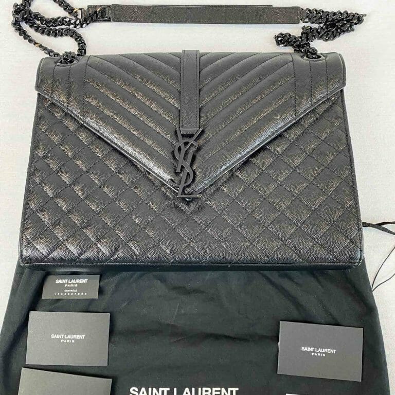 all black ysl envelope bag