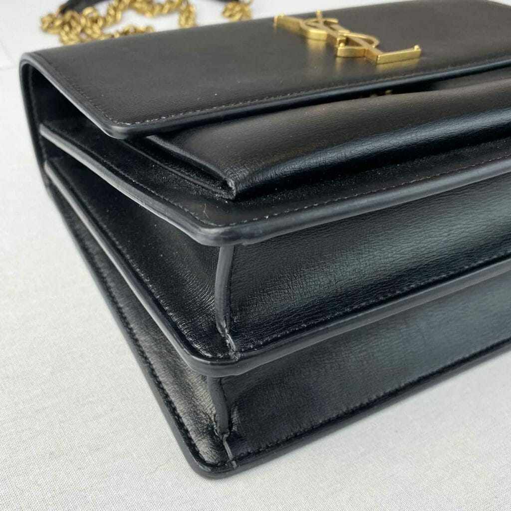 YSL Saint Laurent Sunset Medium Bag Black and Gold - Handbagholic