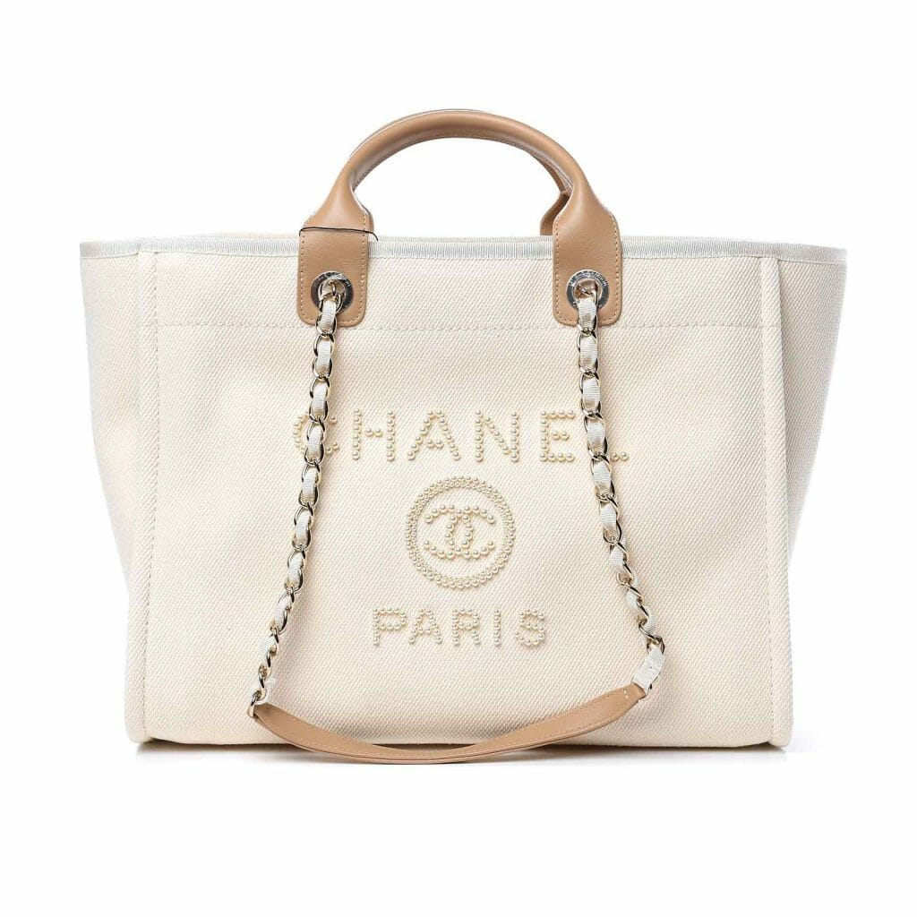 Pearl Chanel Deauville Tote Bag - Ecru Beige Medium BRAND NEW ...