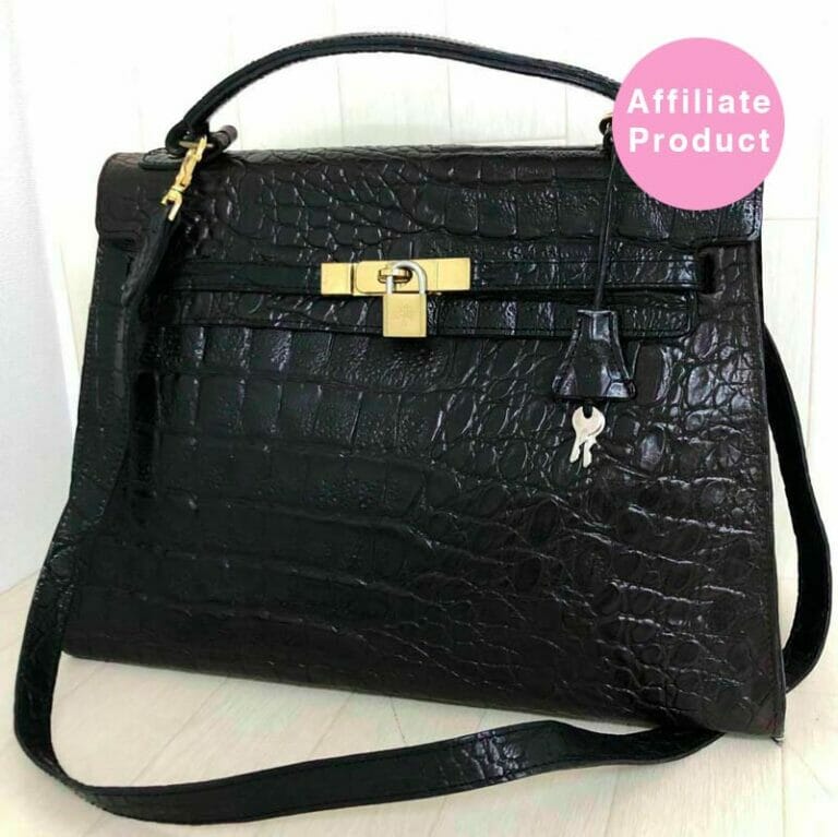 Mulberry Vintage Kelly Black Croc Print Bag - Handbagholic