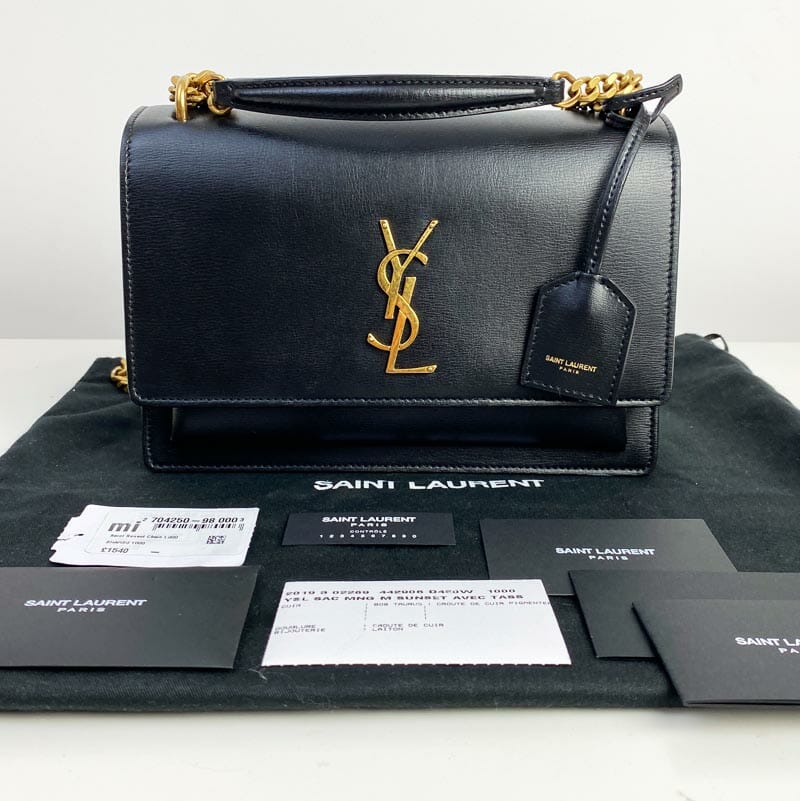 ysl sunset bag black and gold