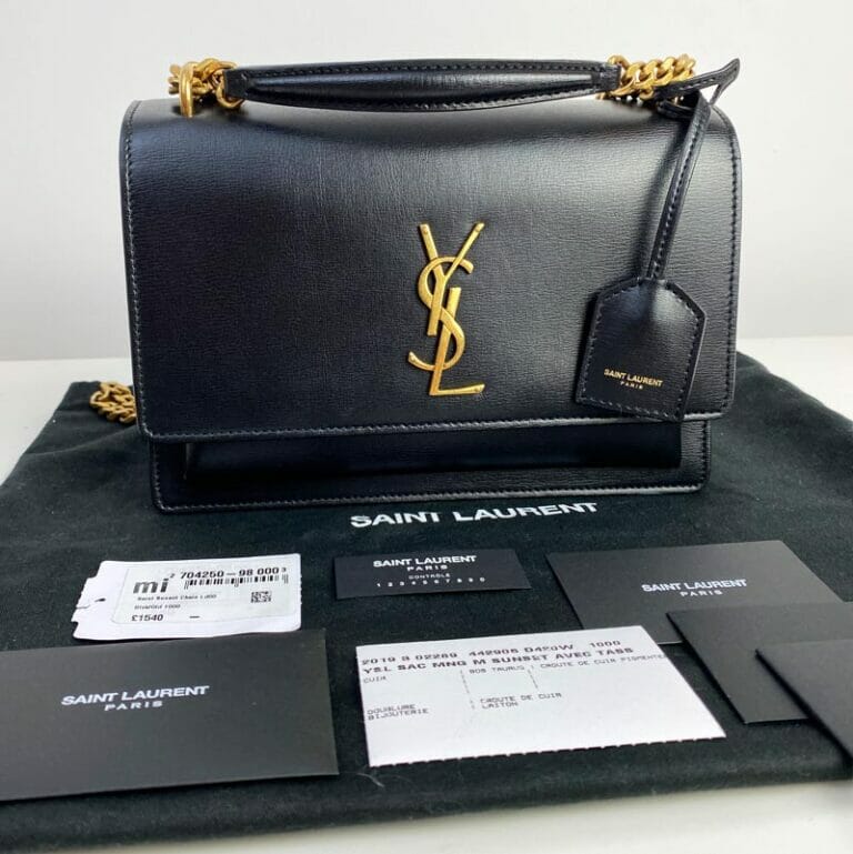 ysl sunset bag black and gold