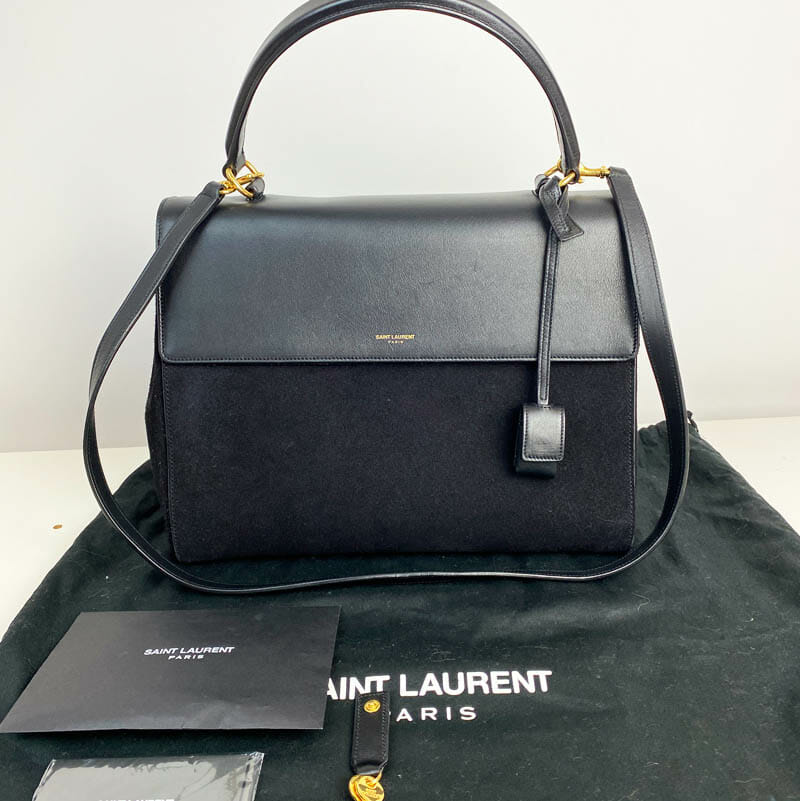 Saint Laurent Moujik Avec Black Leather and Suede Large Bag - Handbagholic