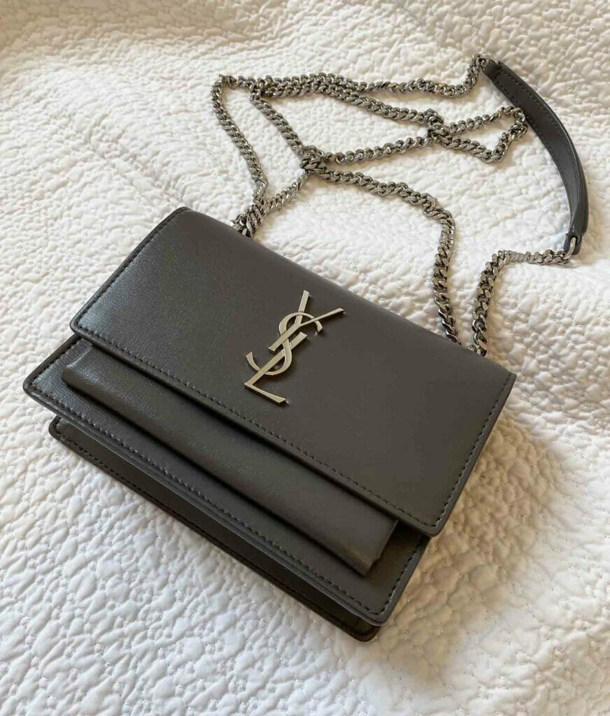 BUYING MY FIRST DESIGNER BAG (YSL)  SAINT LAURENT SUNSET CHAIN WALLET  UNBOXING 2020 