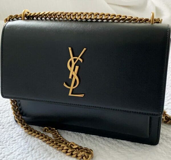 ysl sunset bag black and gold