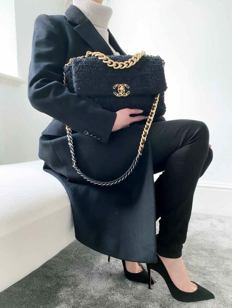 Inspired by the classic 2.55 bag, the Chanel 19 Flap Bag Tweed