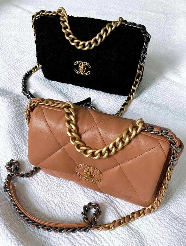 Chanel 19 handbag Shiny lambskin goldtone silvertone   rutheniumfinish metal black  Fashion  CHANEL