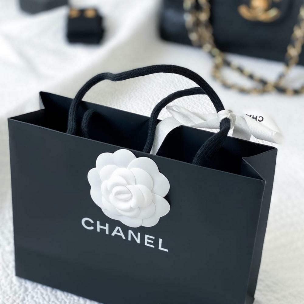 New Authentic Chanel Empty Black Paper Gift Shopping Bag Size 85 X75 X  35  Inox Wind